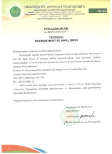 rekruitment awal bros 2017
