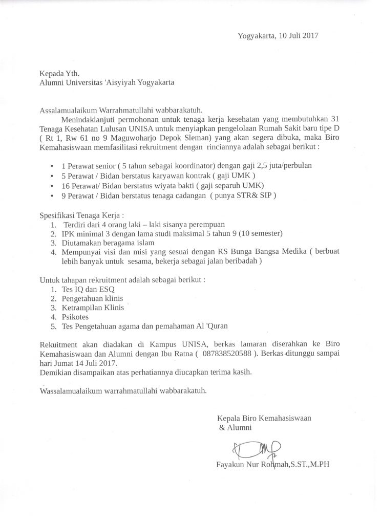 rekruitment sabtu