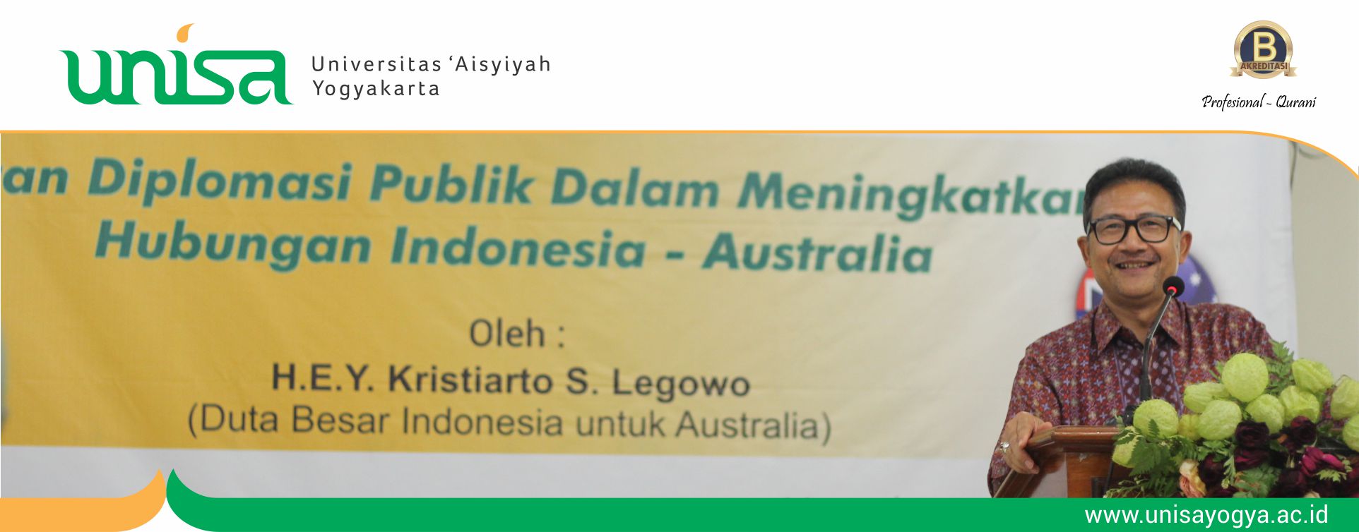 Dubes kristiarto berikan kuliah umum di unisa yogya