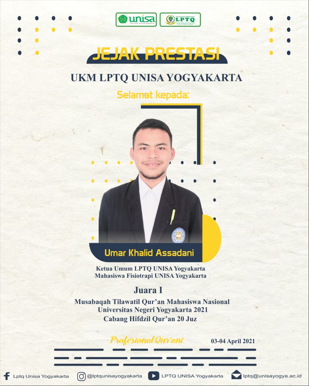 Mahasiswa unisa yk borong 3 gelar di ajang mtq mahasiswa nasional