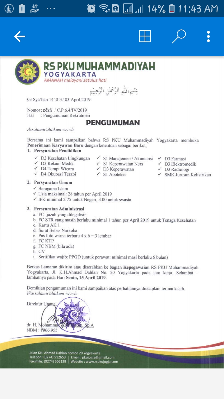 Recruitment Rs Pku Muhammadiyah Yogyakarta April 2019 Universitas