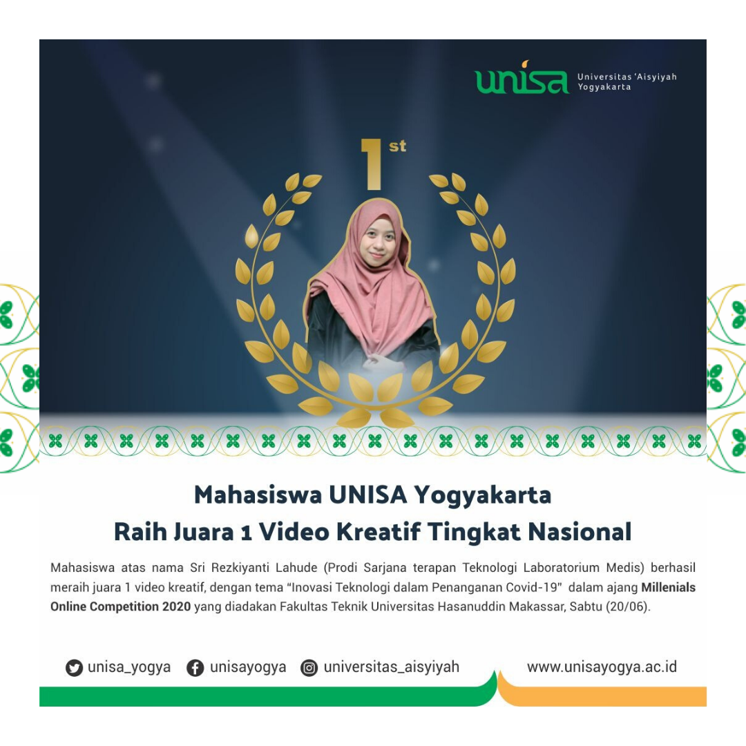 Mahasiswa unisa yogyakarta raih juara 1 video kreatif tingkat nasional