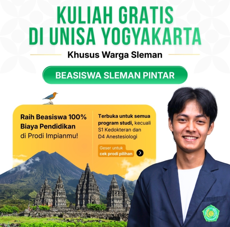 Warga Sleman Bisa Kuliah Gratis 100% di UNISA Yogyakarta Lewat Beasiswa Sleman Pintar